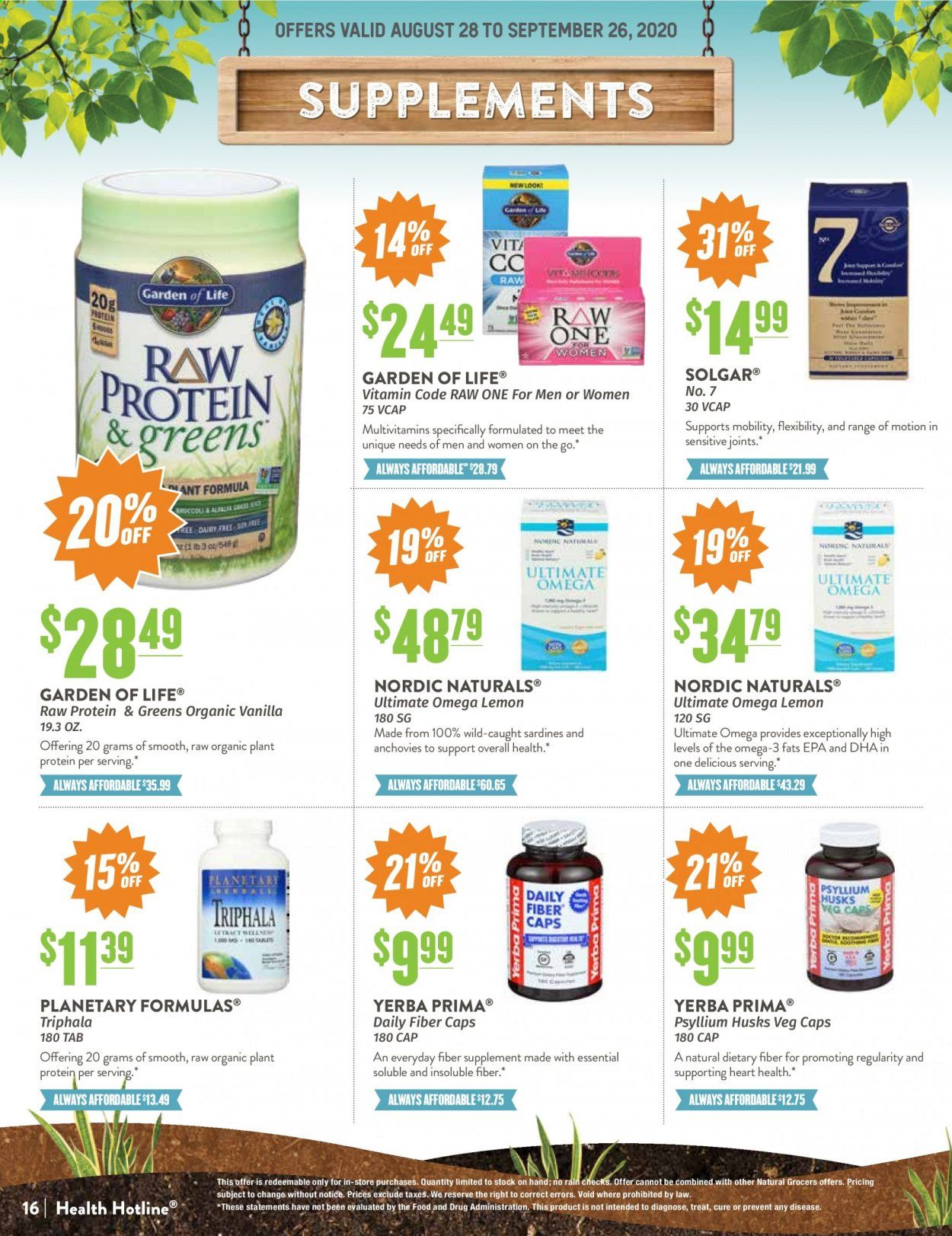 Natural Grocers Weekly Ad August 28 to September 26