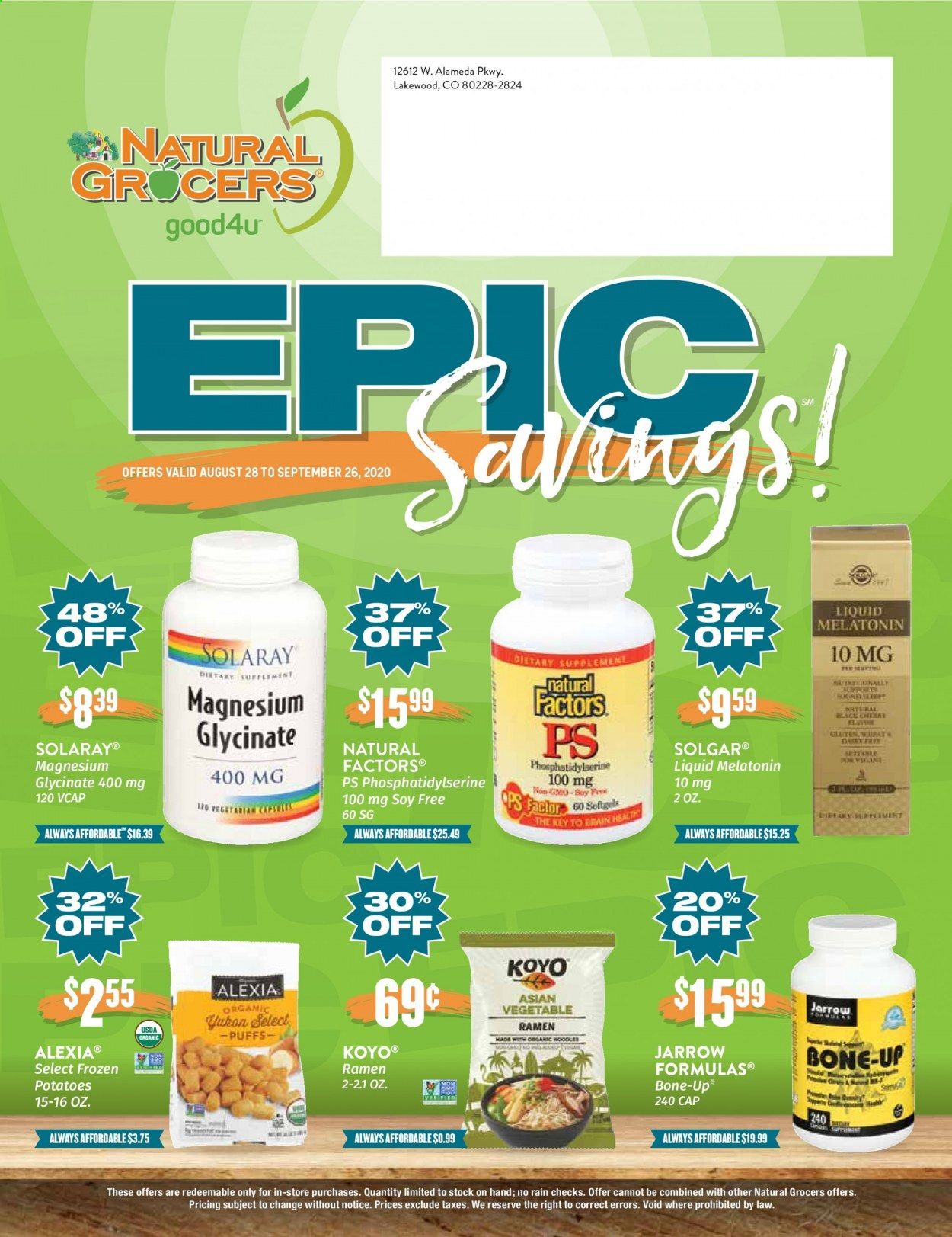 Natural Grocers Weekly Ad August 28 to September 26