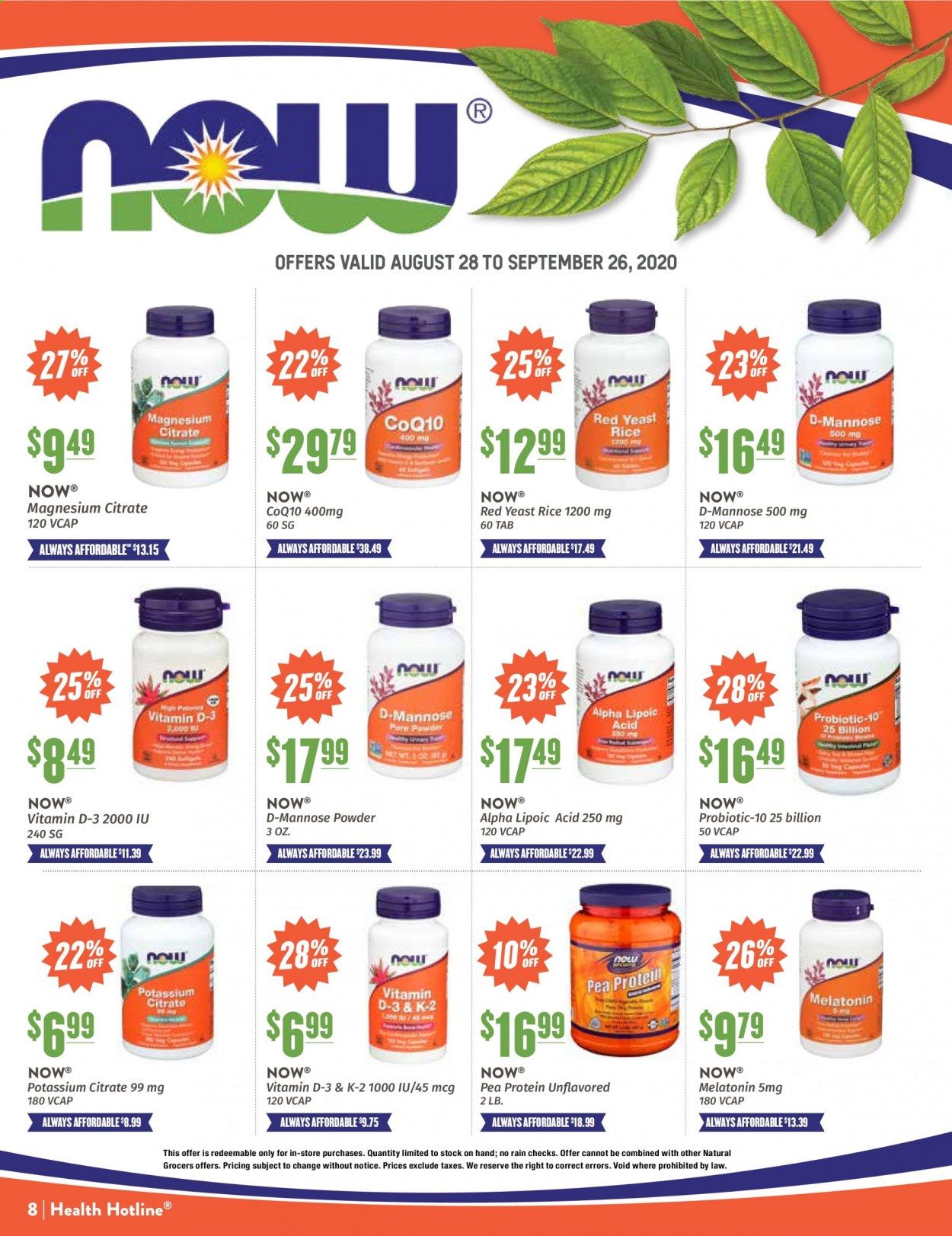 Natural Grocers Weekly Ad August 28 to September 26