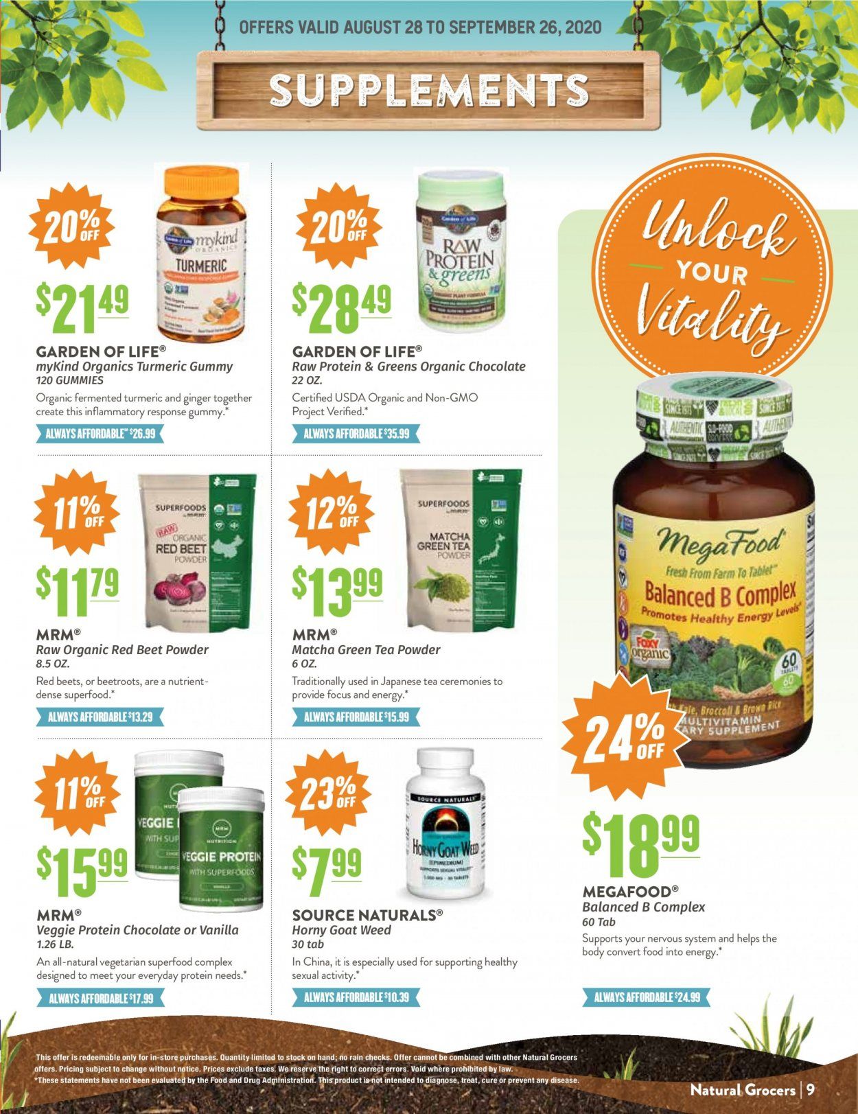 Natural Grocers Weekly Ad August 28 to September 26
