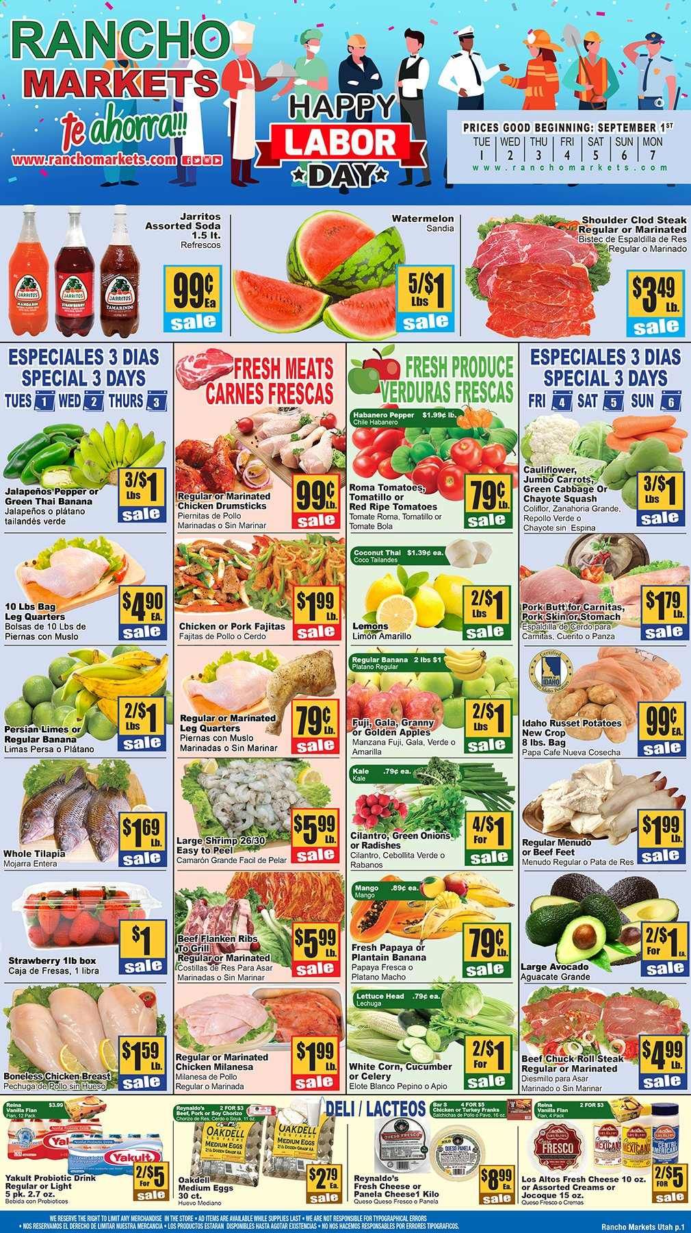 Rancho Markets Weekly Ad September 1 to September 7