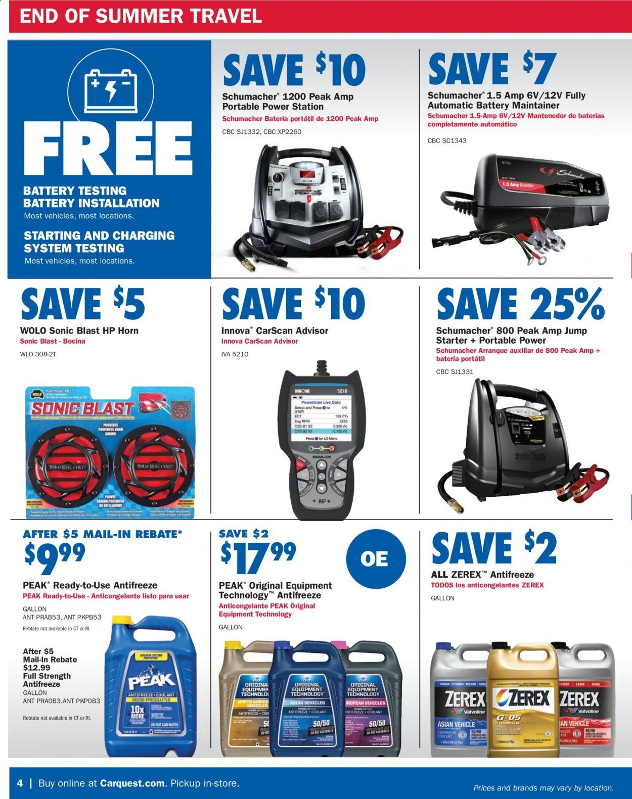 Carquest Weekly Ad August 27 to September 30