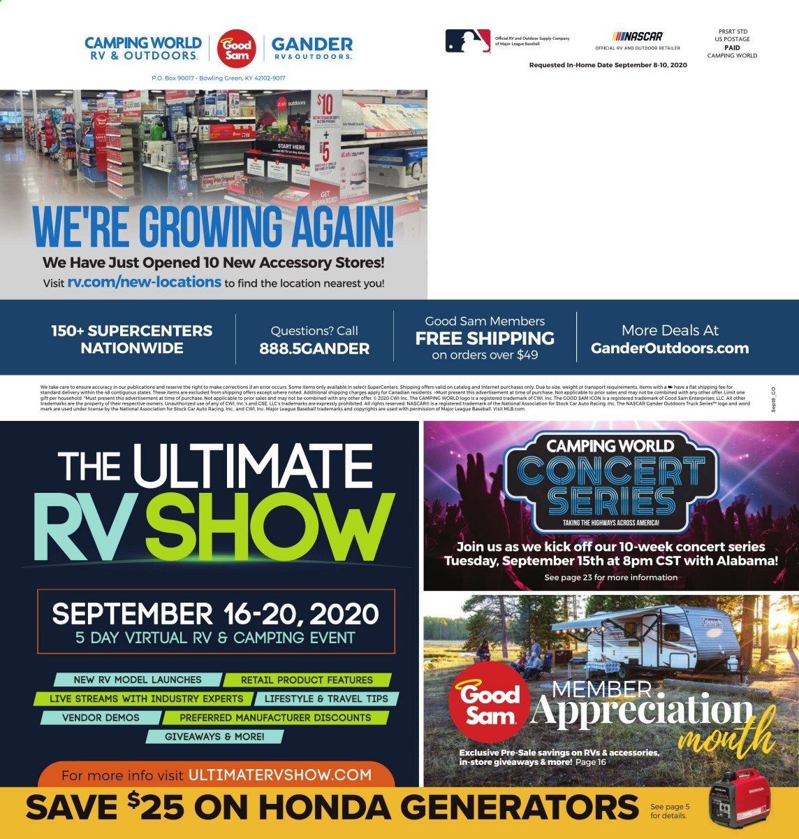 Gander RV & Outdoors Weekly Ad September 1 to September 30