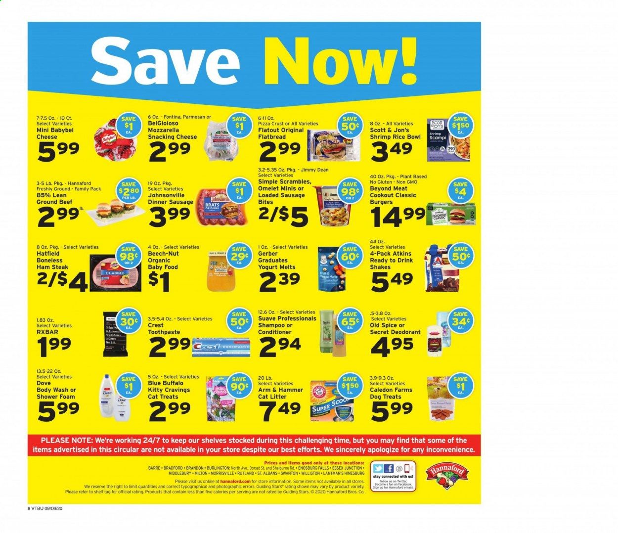 Hannaford (VT) Weekly Ad September 6 to September 12