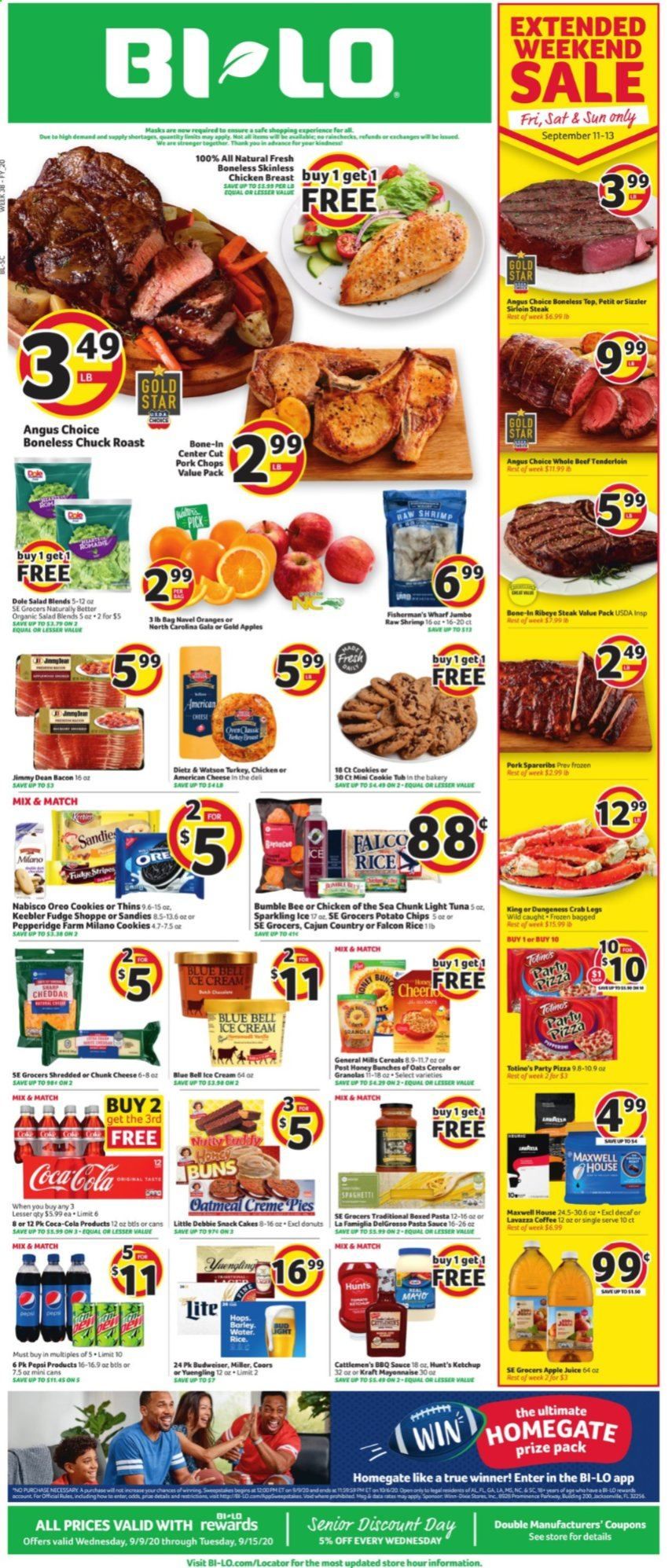 BI-LO Weekly Ad September 9 to September 15