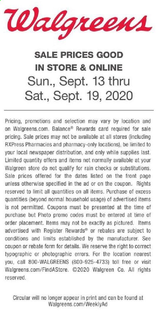 Walgreens Weekly Ad September 13 to September 19
