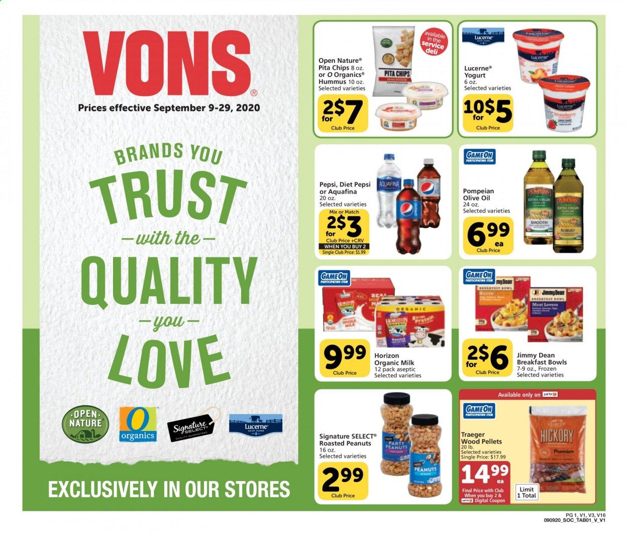 Vons Weekly Ad September 9 to September 29