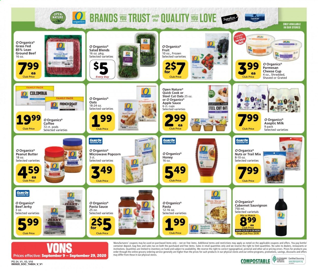 Vons Weekly Ad September 9 to September 29
