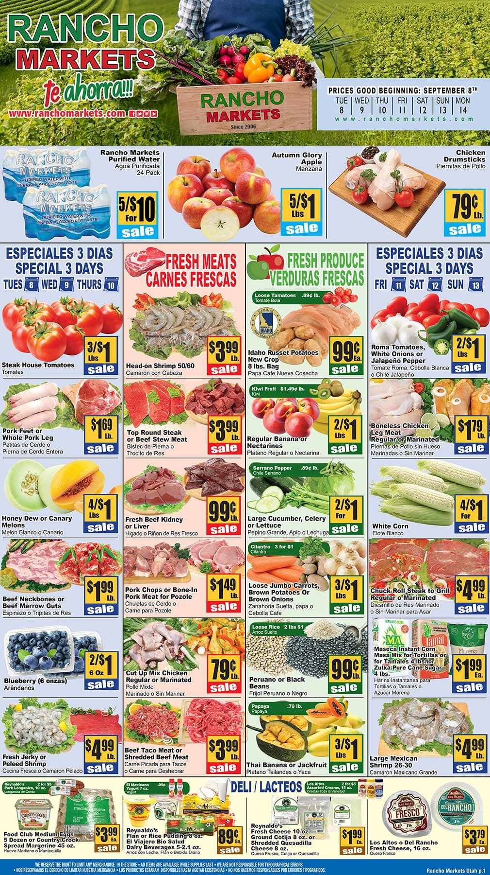 Rancho Markets Weekly Ad September 8 to September 14