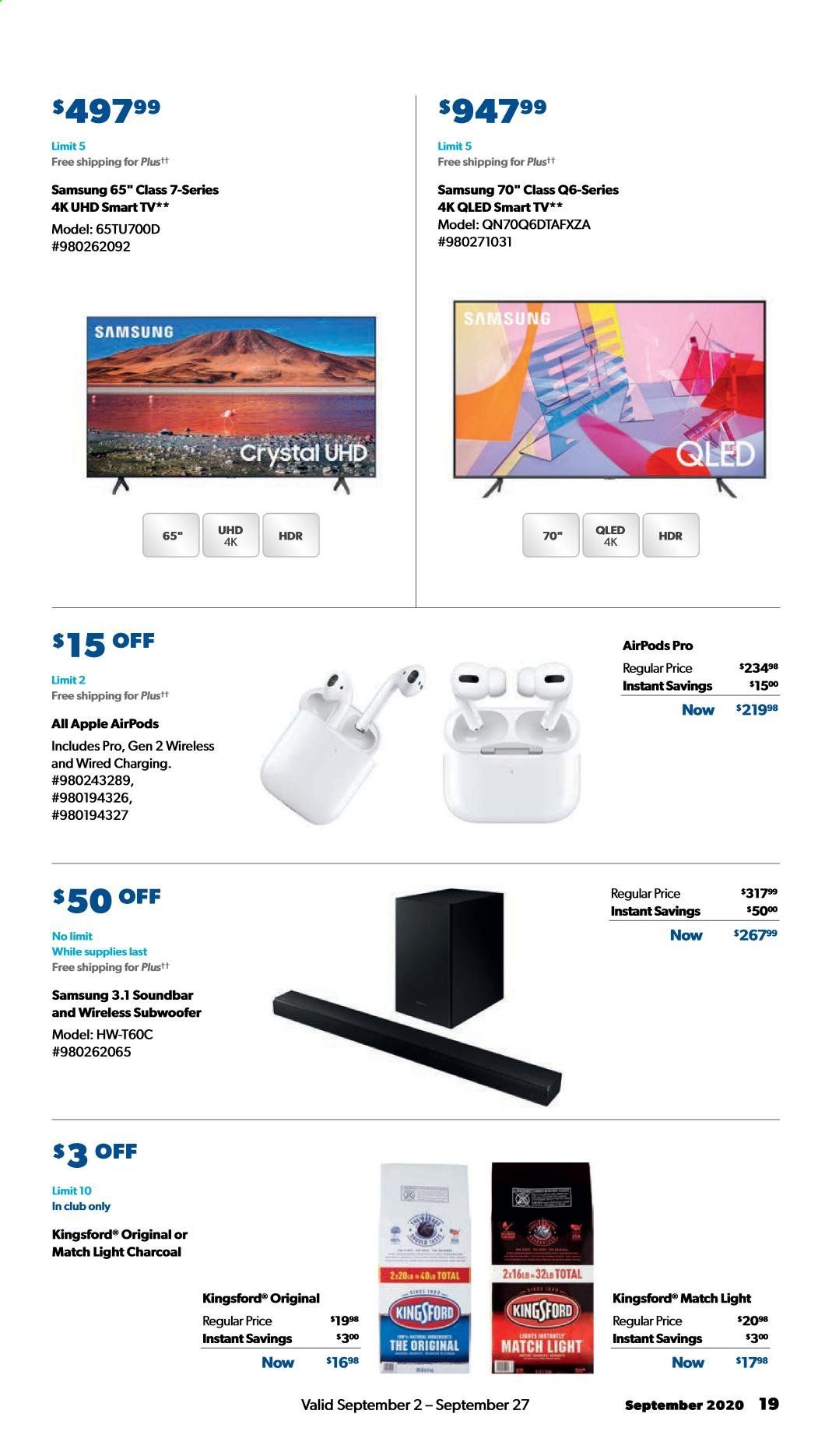 Sam's Club Weekly Ad September 2 to September 27