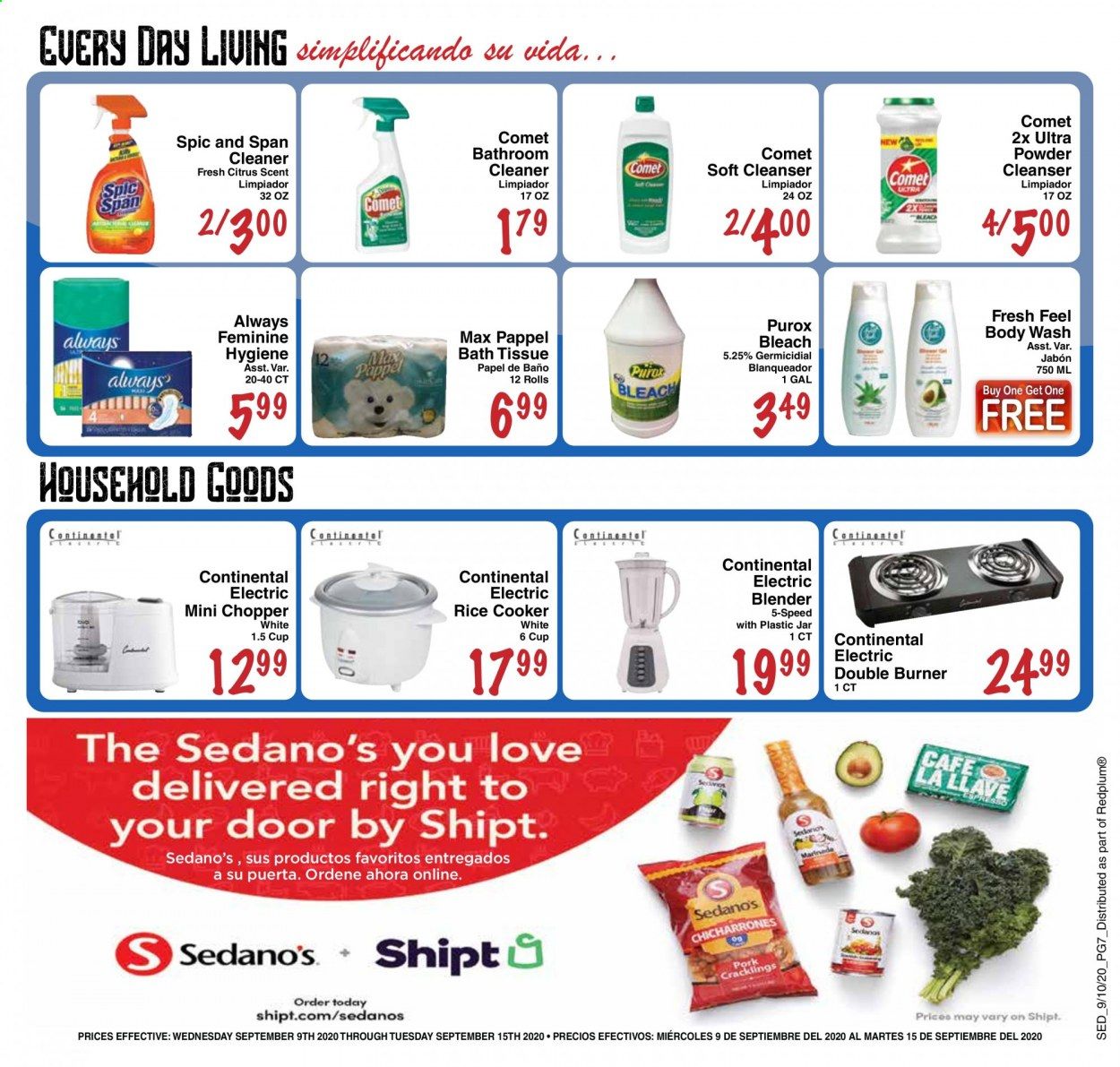 Sedano's Weekly Ad September 9 to September 15