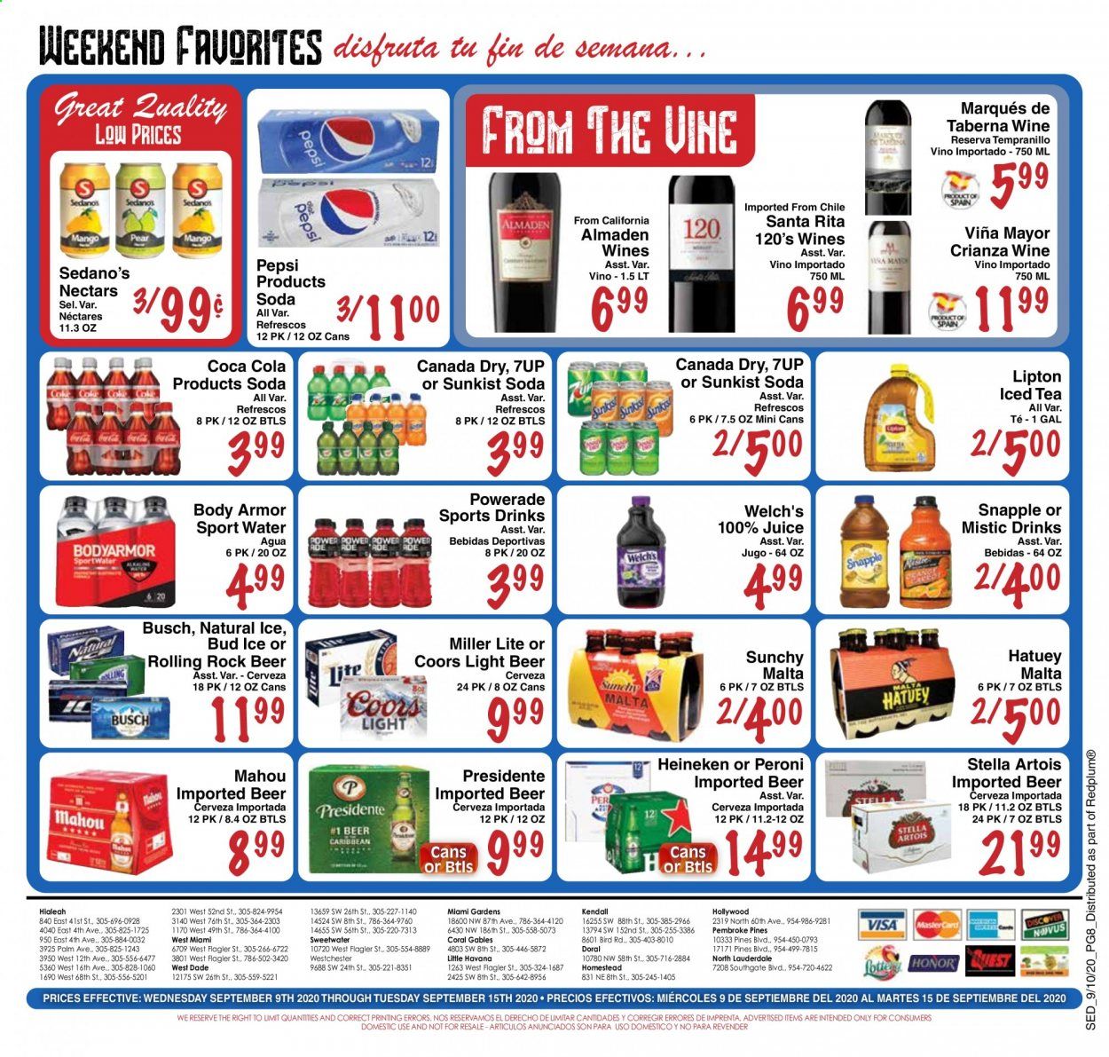 Sedano's Weekly Ad September 9 to September 15