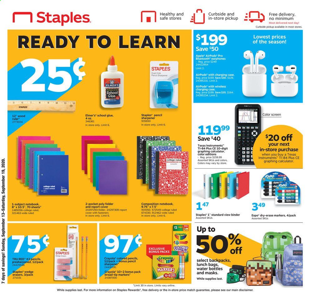 Staples Weekly Ad September 13 to September 19