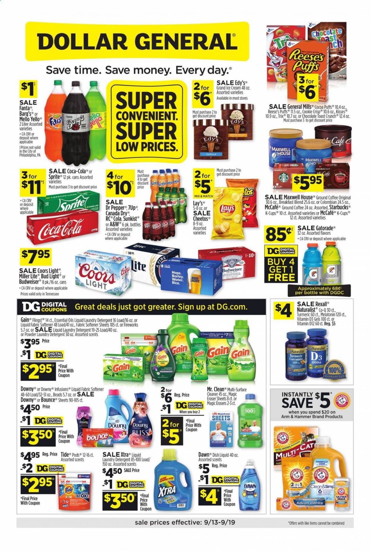 Dollar General (TN) Weekly Ad September 13 to September 19