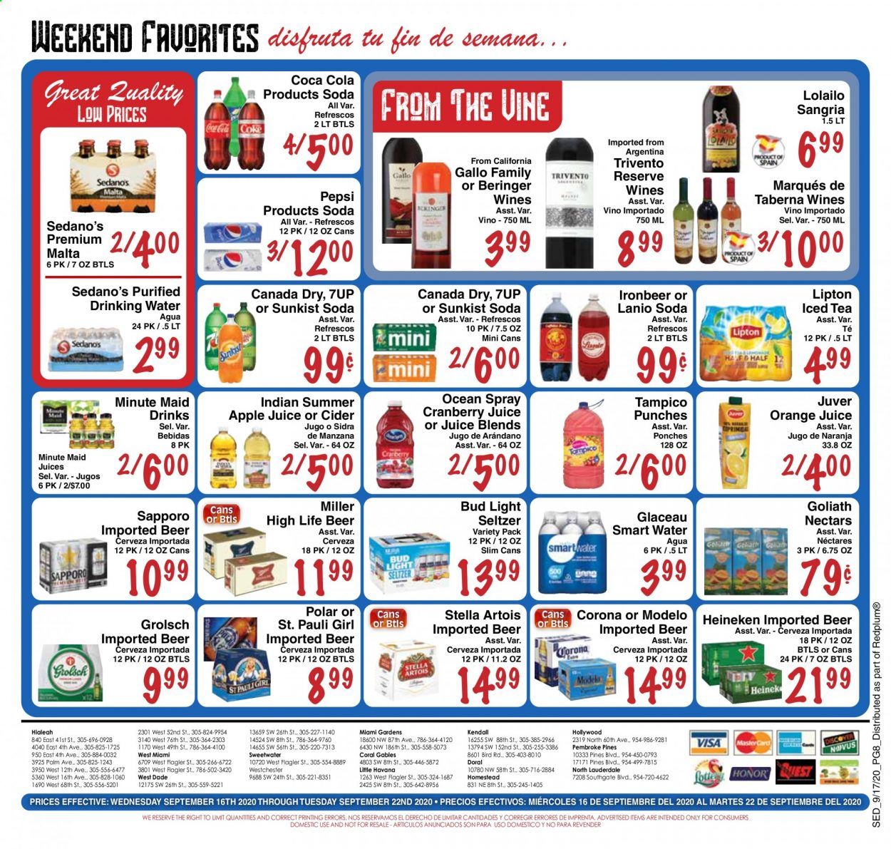 Sedano's Weekly Ad September 16 to September 22