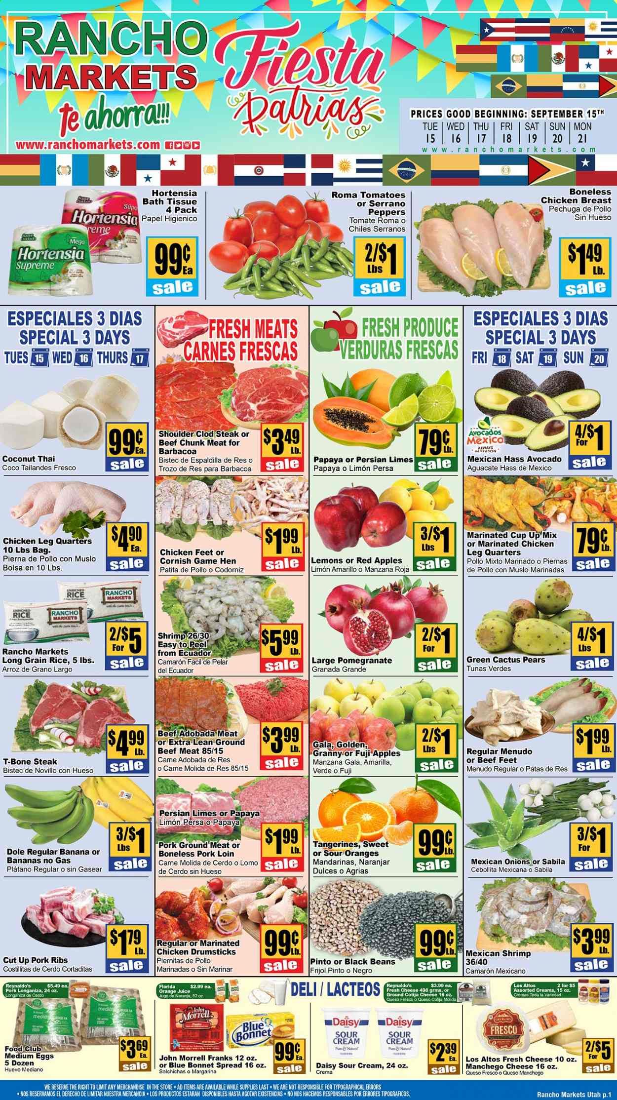 Rancho Markets Weekly Ad September 15 to September 21